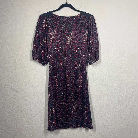 Temperley London 8 Plunging Neck Dress Black Pink 100% Silk Abstract Print - Picture 2 of 8